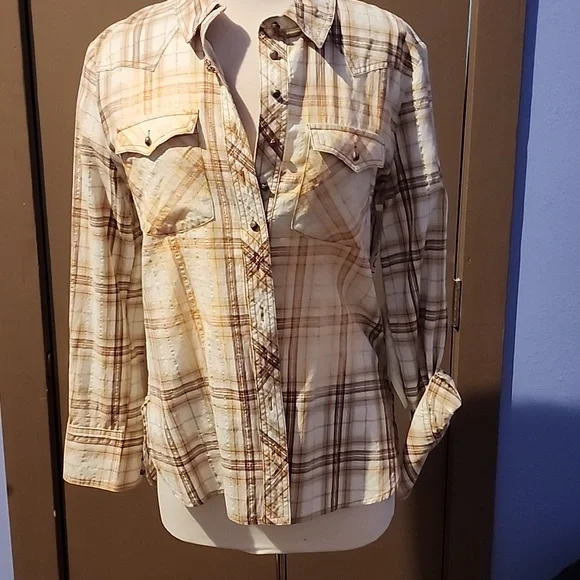 ARATTA  " ROUGH RIDER"Floral Embroidered Plaid Shirt - Picture 5 of 6